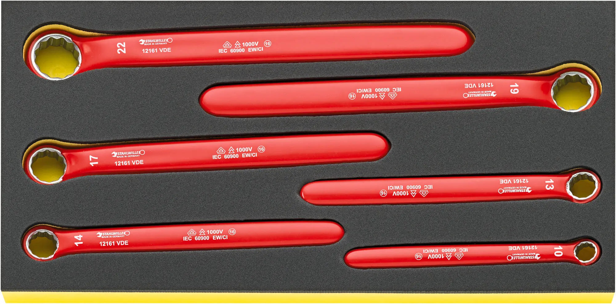 Stahlwille Set of 6 TCS VDE Single Open Ended Spanner Wrench, 10 - 22mm, 175 x 350 x 40mm - ST 96830045 Stahlwille