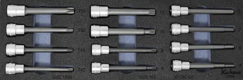 Ko-ken Tools 3/8" 12 Piece Long Bit Socket Set in Foam - Hex, TORXÂ®, Spline Ko-ken Tools