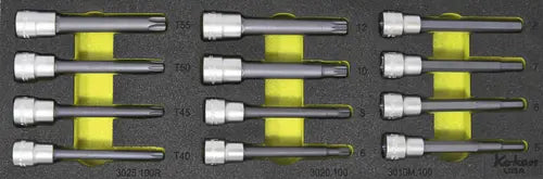 Ko-ken Tools 3/8" 12 Piece Long Bit Socket Set in Foam - Hex, TORXÂ®, Spline Ko-ken Tools