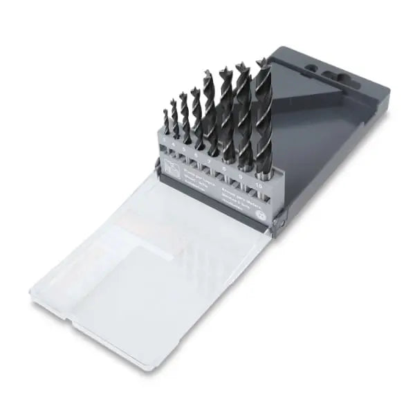 Beta Tools (Article# 420D/SP8) Set of 8 Twist Drills with Cylindrical Shanks for Wood, 2 Cutters, Centre Guide Drill Bits - BT 004200200 