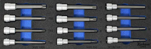 Ko-ken Tools 3/8" 12 Piece Long Bit Socket Set in Foam - Hex, TORXÂ®, Spline Ko-ken Tools