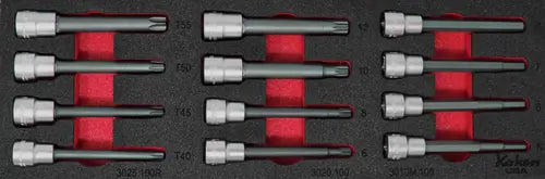 Ko-ken Tools 3/8" 12 Piece Long Bit Socket Set in Foam - Hex, TORXÂ®, Spline Ko-ken Tools