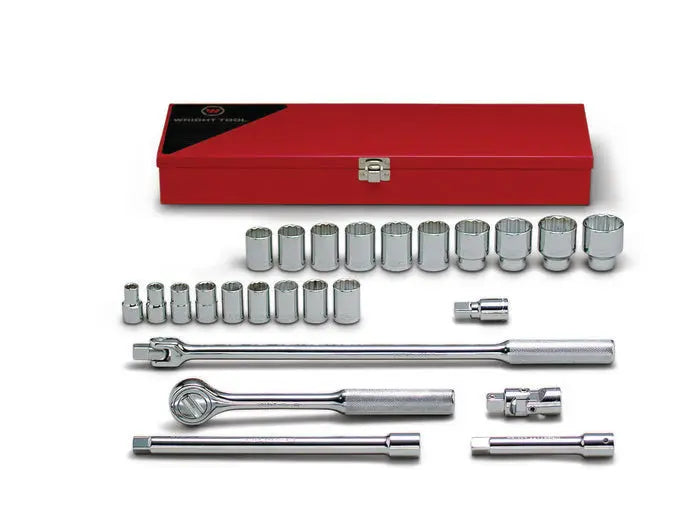 Wright Tool 25 Piece 1/2 in Drive 12-Point Metal Boxed SAE Socket Set, 3/8 - 1-1/4 in - WT 424 Socket Set Wright Tool