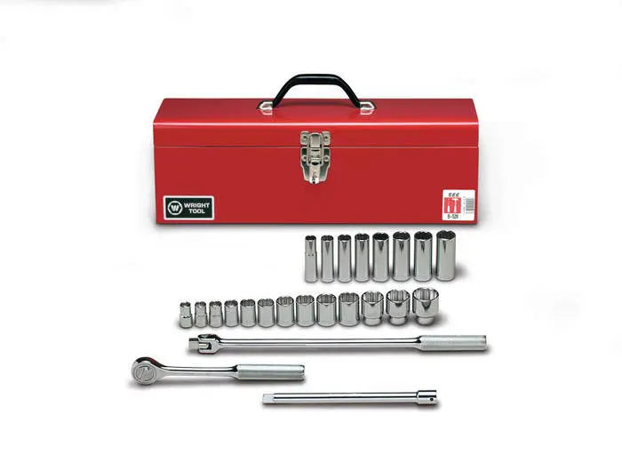 Wright Tool 24 Piece 1/2 in Drive 12-Point Metal Boxed SAE Socket Set, 7/16 - 1-1/4 in - WT 425 Socket Set Wright Tool