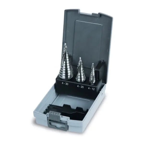 Beta Tools (Article# 425ES/SP3) Set of 3 Stepped Drills with Cylindrical Shanks and Sliding Step Geometry - BT 004250800 