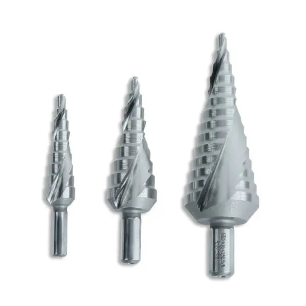 Beta Tools (Article# 425ES/SP3) Set of 3 Stepped Drills with Cylindrical Shanks and Sliding Step Geometry - BT 004250800 