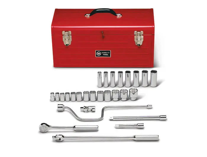 Wright Tool 27 Piece 1/2 in Drive 12-Point Metal Boxed SAE Socket Set, 7/16 - 1-1/4 in - WT 427 Socket Set Wright Tool