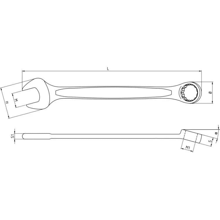 Beta Tools Bright Chrome-Plated Open and Offset Ring Ends Combination Wrench - BT 000421606 