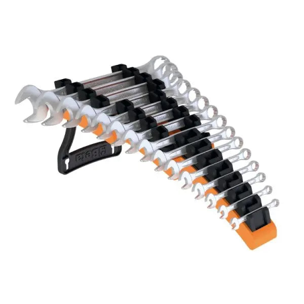 Beta Tools (Article# 42NEW/SP15) Set of 15 - 15 deg Offset Combination Wrench with Holder, Slim Profile, Ergonomic Design, Chrome-Plated - BT 421078 Beta Tools