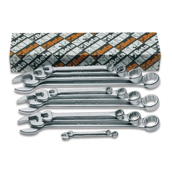 Beta Tools (Article# 42AS/17) Set of 17 15 deg Offset Combination Wrench, 1/4 in - 1-1/8 in, Chrome-Plated - BT 420168 Beta Tools