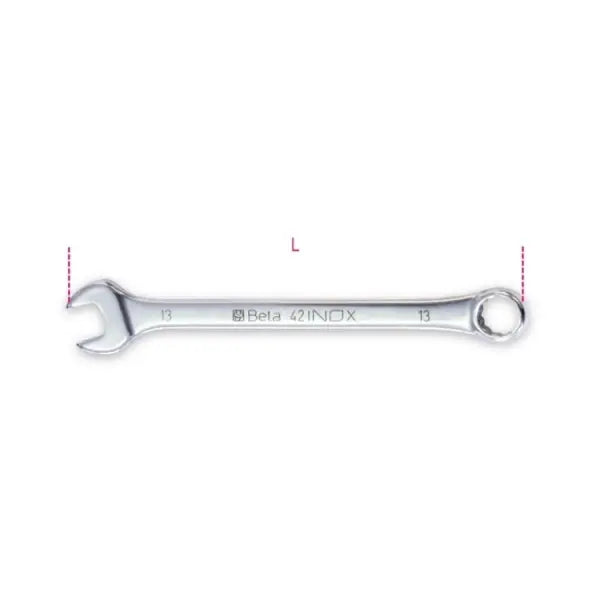 Beta Tools (Article# 42INOX 11) 11mm 12 Point 15 deg Offset Combination Wrench, 5-1/2 in OAL, INOX Stainless Steel, Polished Finish - BT 420311 Beta Tools