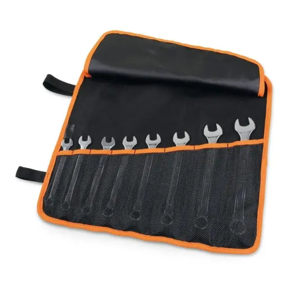 Beta Tools (Article# 42SLIM/B8NI) Set of 8 Combination Wrenches with Tool Roll, Slim Profile, 10-19mm - BT 420478 Beta Tools