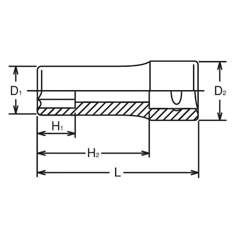 Ko-ken Tools 1/2 Sq. Dr. Socket 1.1/8 6 point Length 77mm Ko-ken Tools