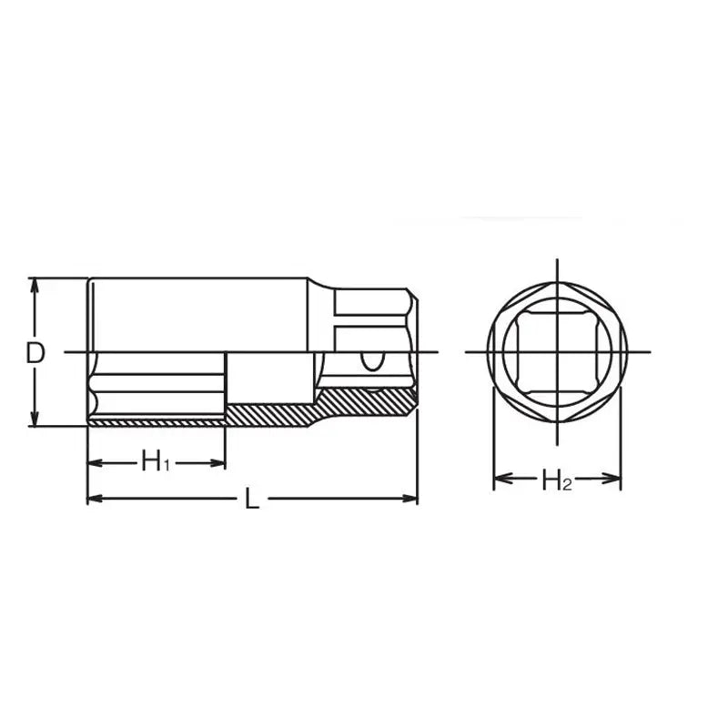 Ko-ken Tools 1/2 Sq. Dr. Wheel Nut Socket 17mm 6 point Length 60mm Ko-ken Tools