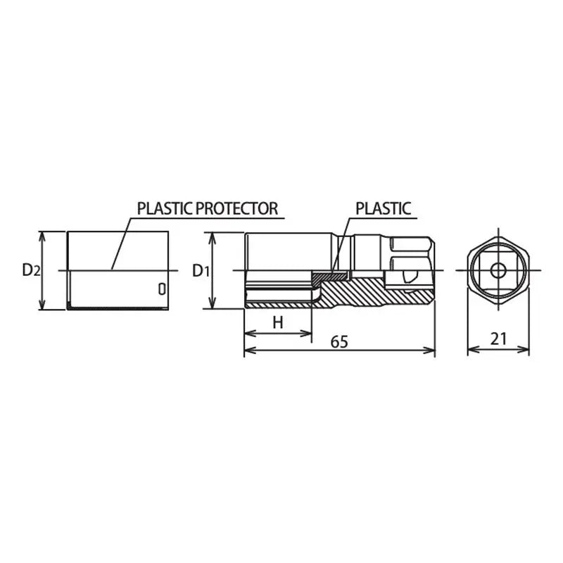 Ko-ken Tools 1/2 Sq. Dr. Wheel Nut Socket 22mm Extra Thin walled Length 65mm Color coded Protector Ko-ken Tools
