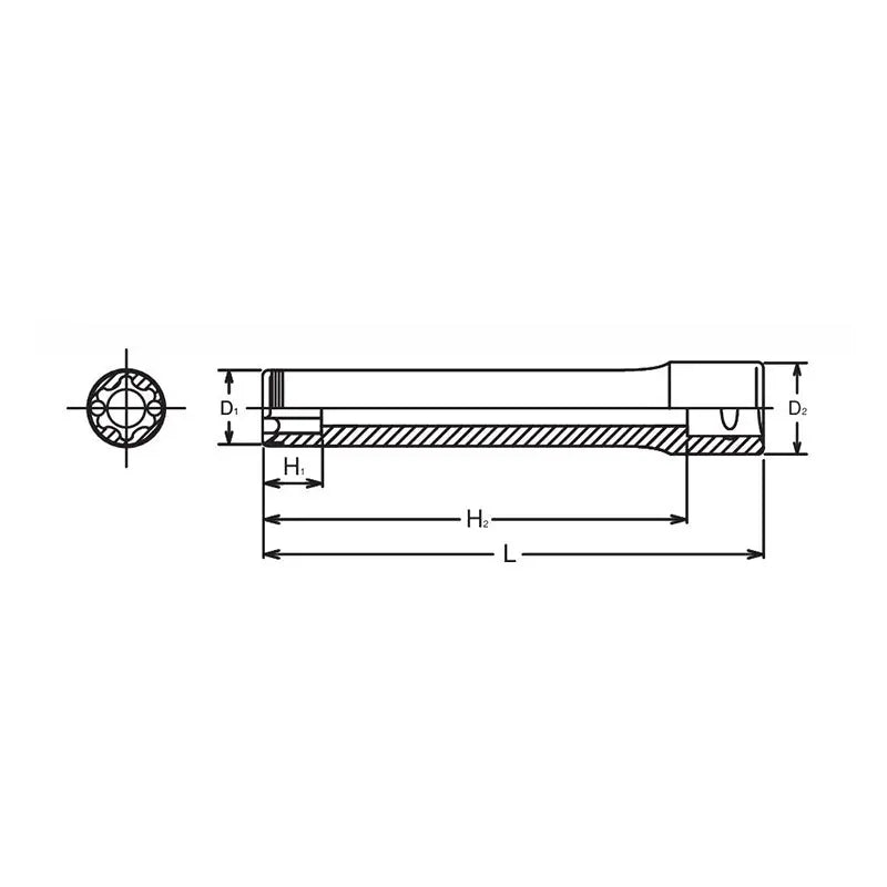 Ko-ken Tools 1/2 Sq. Dr. Extra Deep Nut Grip TORXÂ® E10 Socket - Length 140mm Ko-ken Tools