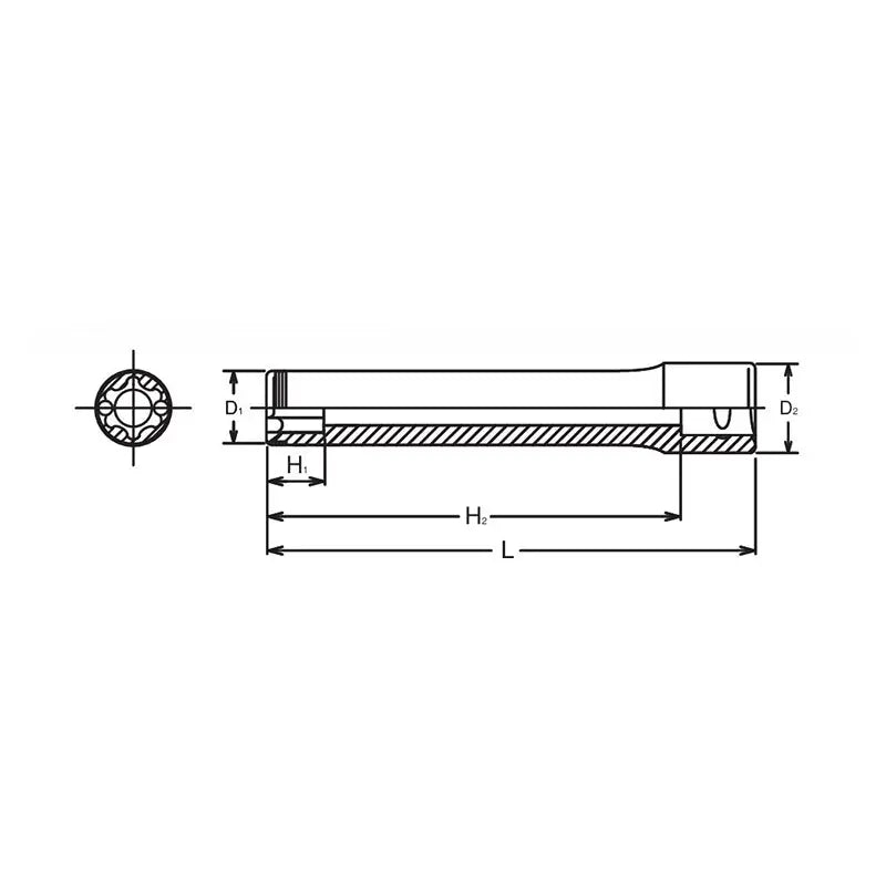 Ko-ken Tools 1/2 Sq. Dr. Extra Deep Nut GRIPÂ® TORXÂ® E14 Socket - Length 140mm Ko-ken Tools