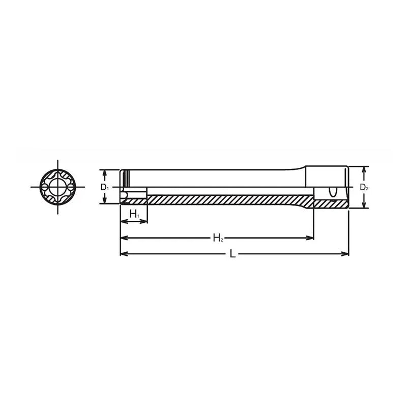 Ko-ken Tools 1/2 Sq. Dr. Extra Deep NUT GRIPÂ® TORXÂ® E8 Socket - Length 140mm Ko-ken Tools