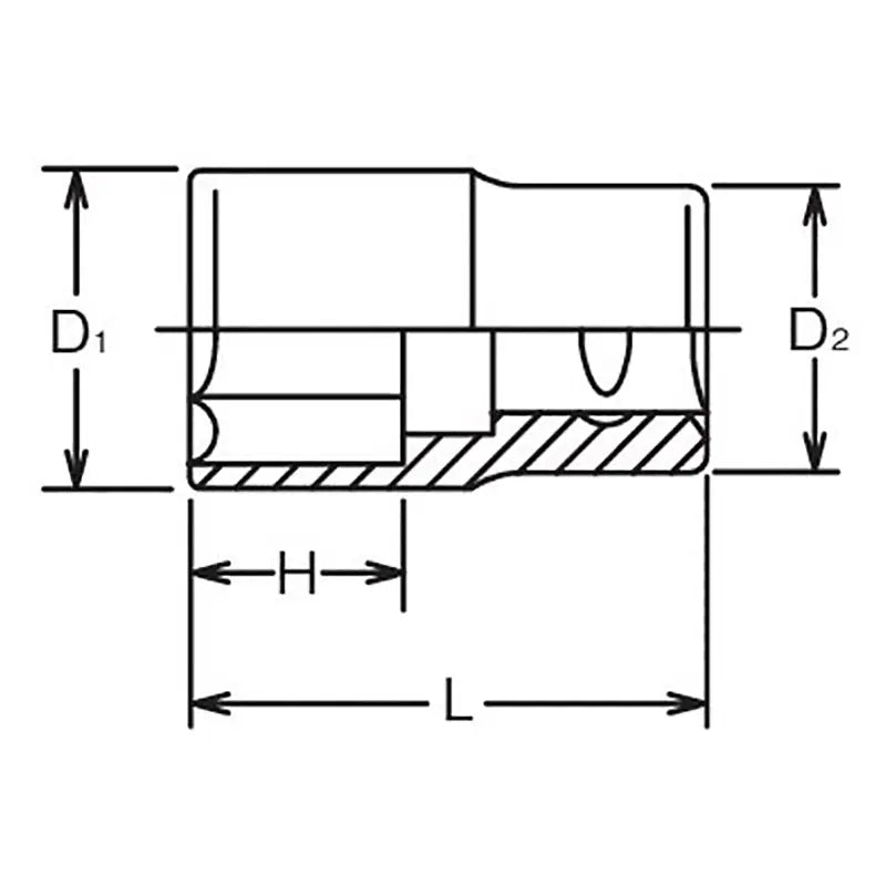 Ko-ken Tools 1/2 Sq. Dr. Chrome SAE 6 Point Socket 1.1/4" Ko-ken Tools