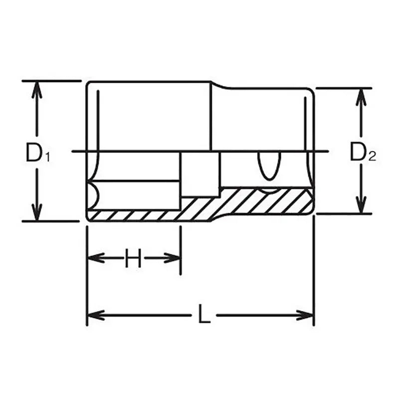 Ko-ken Tools 1/2 Sq. Dr. Chrome SAE 6 Point Socket 1" Ko-ken Tools