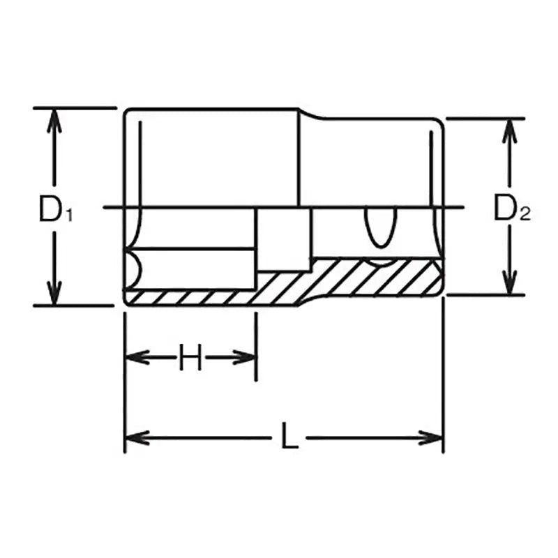 Ko-ken Tools 1/2 Sq. Dr. Chrome SAE 6 Point Socket 7/16" Ko-ken Tools