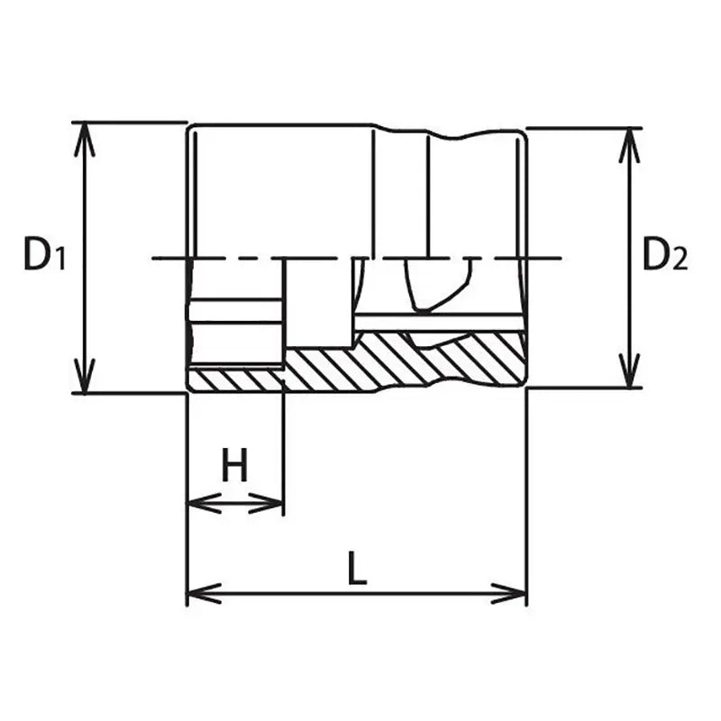 Ko-ken Tools 1/2 Sq. Dr. Chrome Z-Series 6 Point Metric Socket 16mm Ko-ken Tools