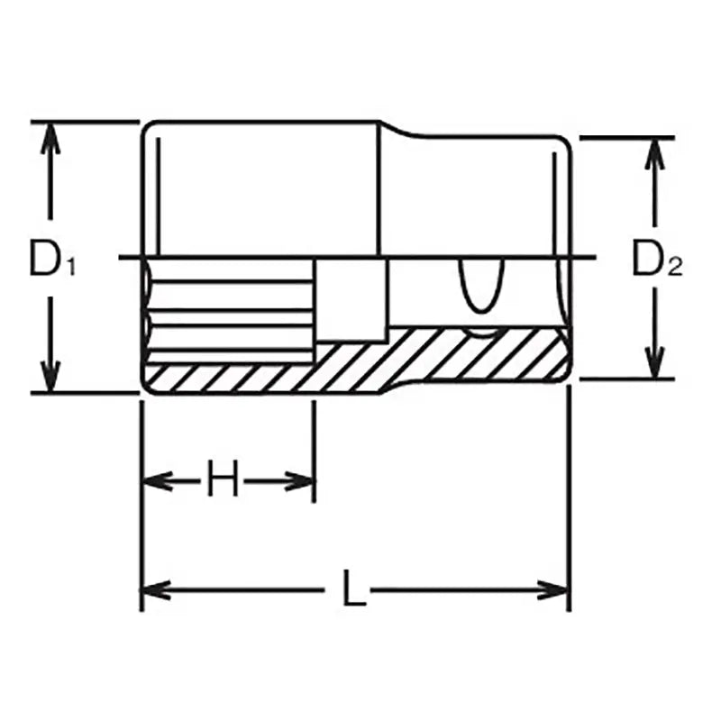 Ko-ken Tools 1/2 Sq. Dr. Chrome SAE 12 Point Socket 1/4" Ko-ken Tools