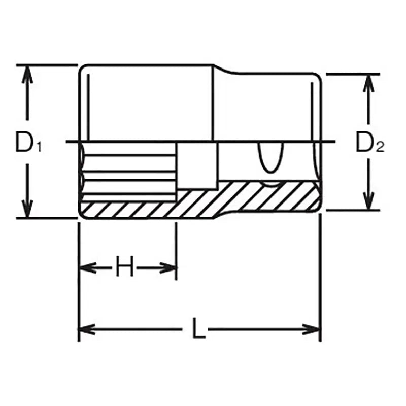 Ko-ken Tools 1/2 Sq. Dr. Chrome SAE 12 Point Socket 1.1/16" Ko-ken Tools