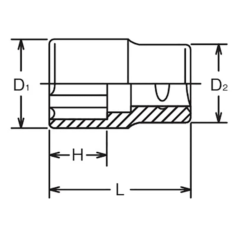 Ko-ken Tools 1/2 Sq. Dr. Socket 18mm Surface Length 37mm Ko-ken Tools