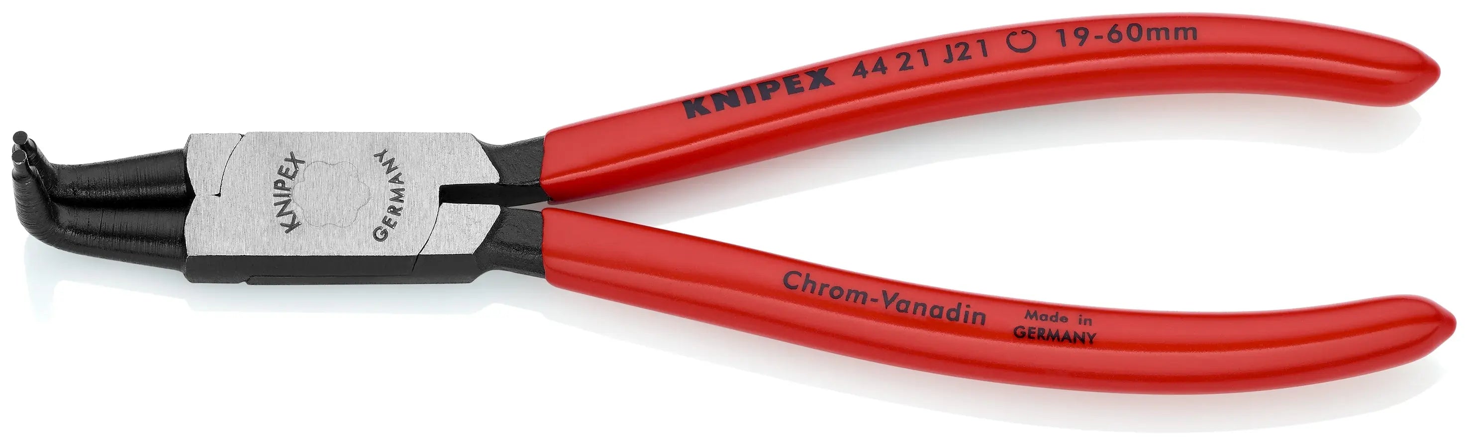 Knipex 44 21 J41 KN | Circlip Pliers, Internal, 90 degree Angled, Forged Tip, 3 11/32"-5 1/2" Bore Dia. Knipex