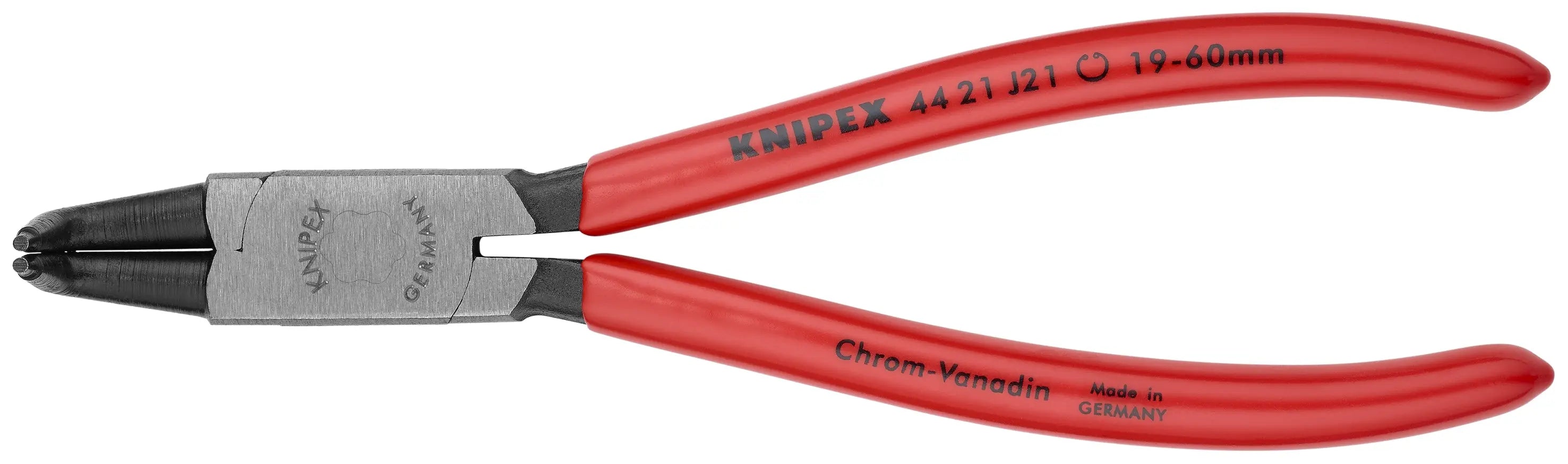Knipex 44 21 J21 SBA KN | Circlip Pliers, Internal, 90 degree Angled, Forged Tip, 3/4"-2 3/64" Bore Dia. Knipex