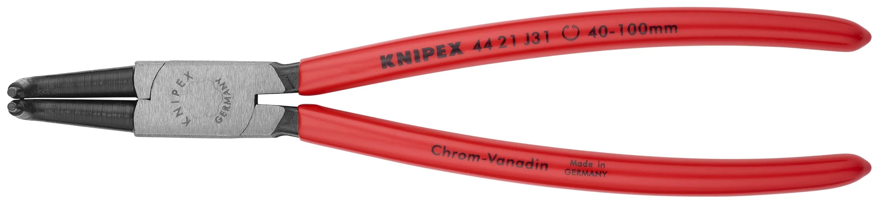 Knipex 44 21 J31 KN | Circlip Pliers, Internal, 90 degree Angled, Forged Tip, 1 37/64"-3 15/16" Bore Dia. Knipex
