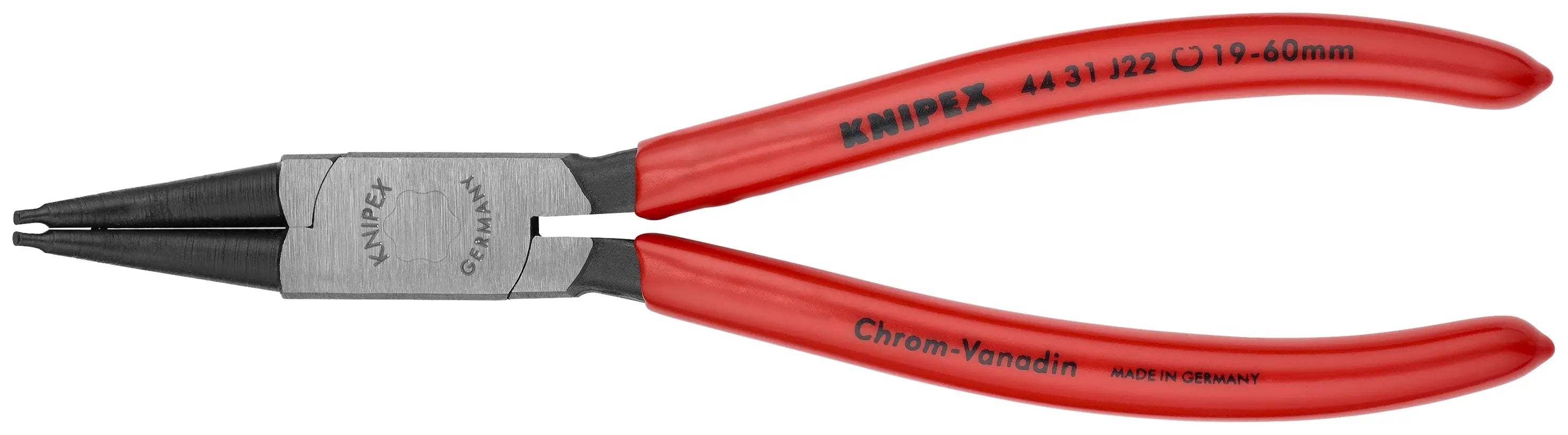 Knipex 44 31 J22 KN | Circlip Pliers, Internal, 45 degree Angled, Forged Tip, 3/4"-2 3/64" Bore Dia. Knipex