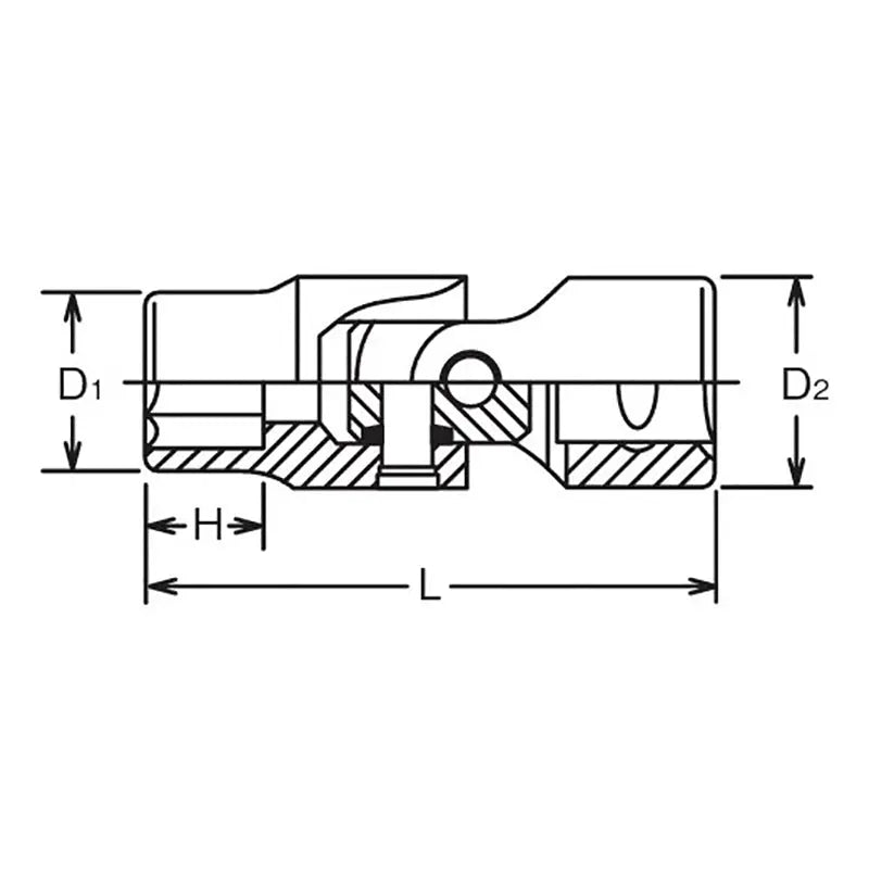 Ko-ken Tools 1/2 Sq. Dr. Universal Socket 3/8 6 point Length 63mm Ko-ken Tools