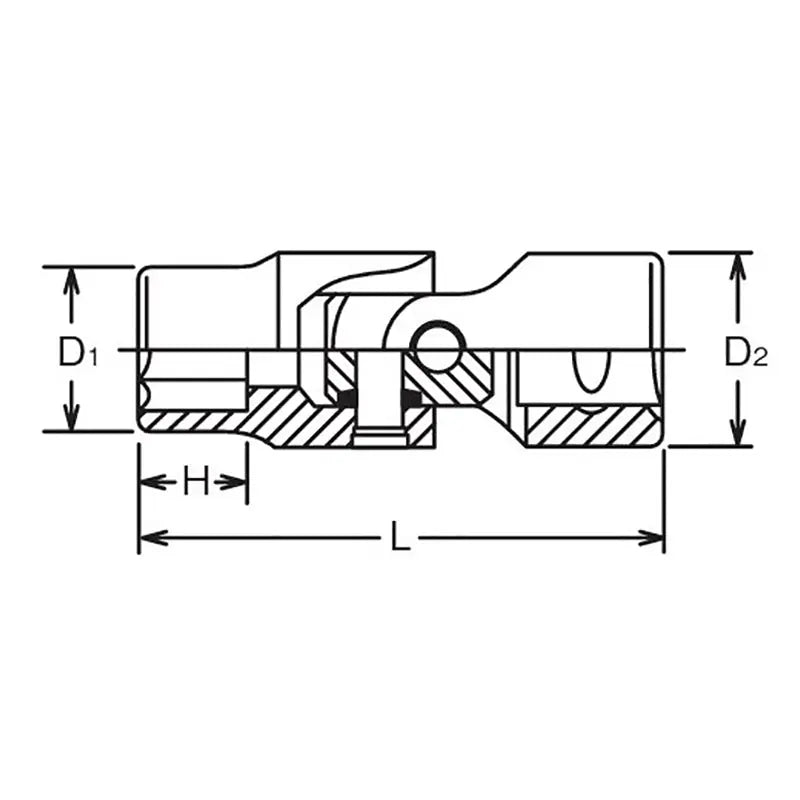 Ko-ken Tools 1/2 Sq. Dr. Universal Socket 5/8 6 point Length 68mm Ko-ken Tools