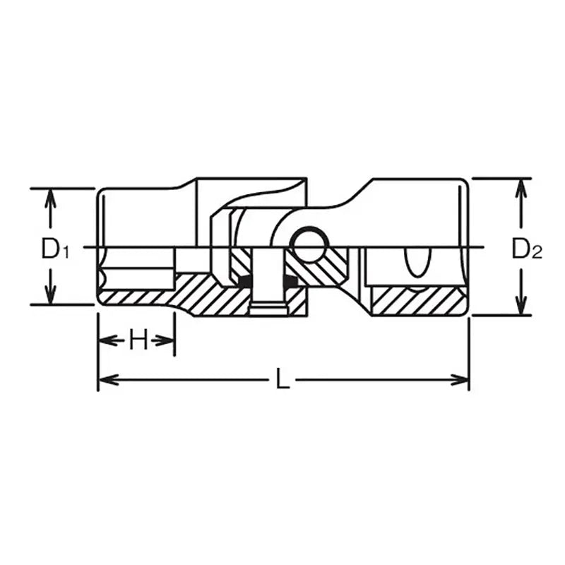 Ko-ken Tools 1/2 Sq. Dr. Universal Socket 10mm 6 point Length 63mm Ko-ken Tools