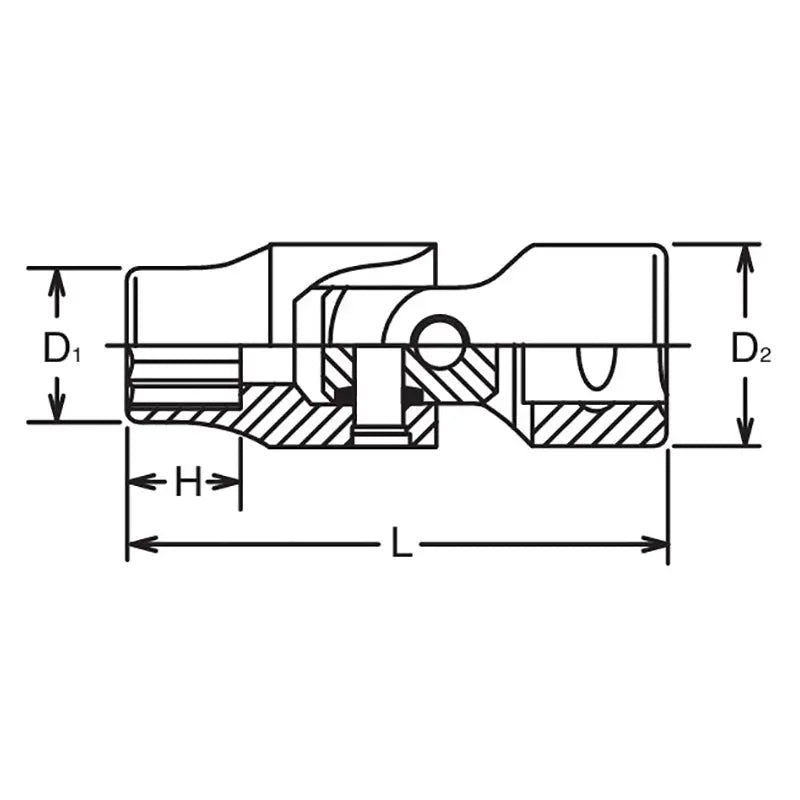 Ko-ken Tools 1/2 Sq. Dr. Universal Socket 21mm 12 point Length 72mm Ko-ken Tools