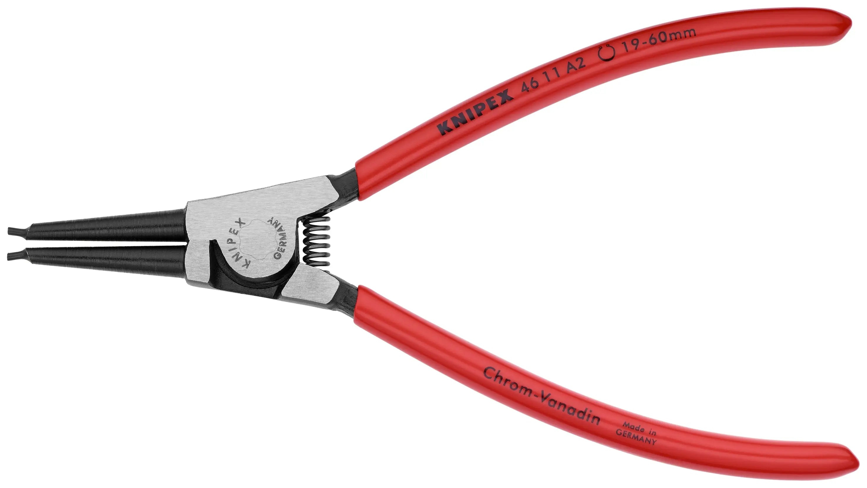 Knipex 46 11 A2 KN | Circlip Pliers, External, Straight, 3/4"-2 23/64" Shaft Dia. Knipex