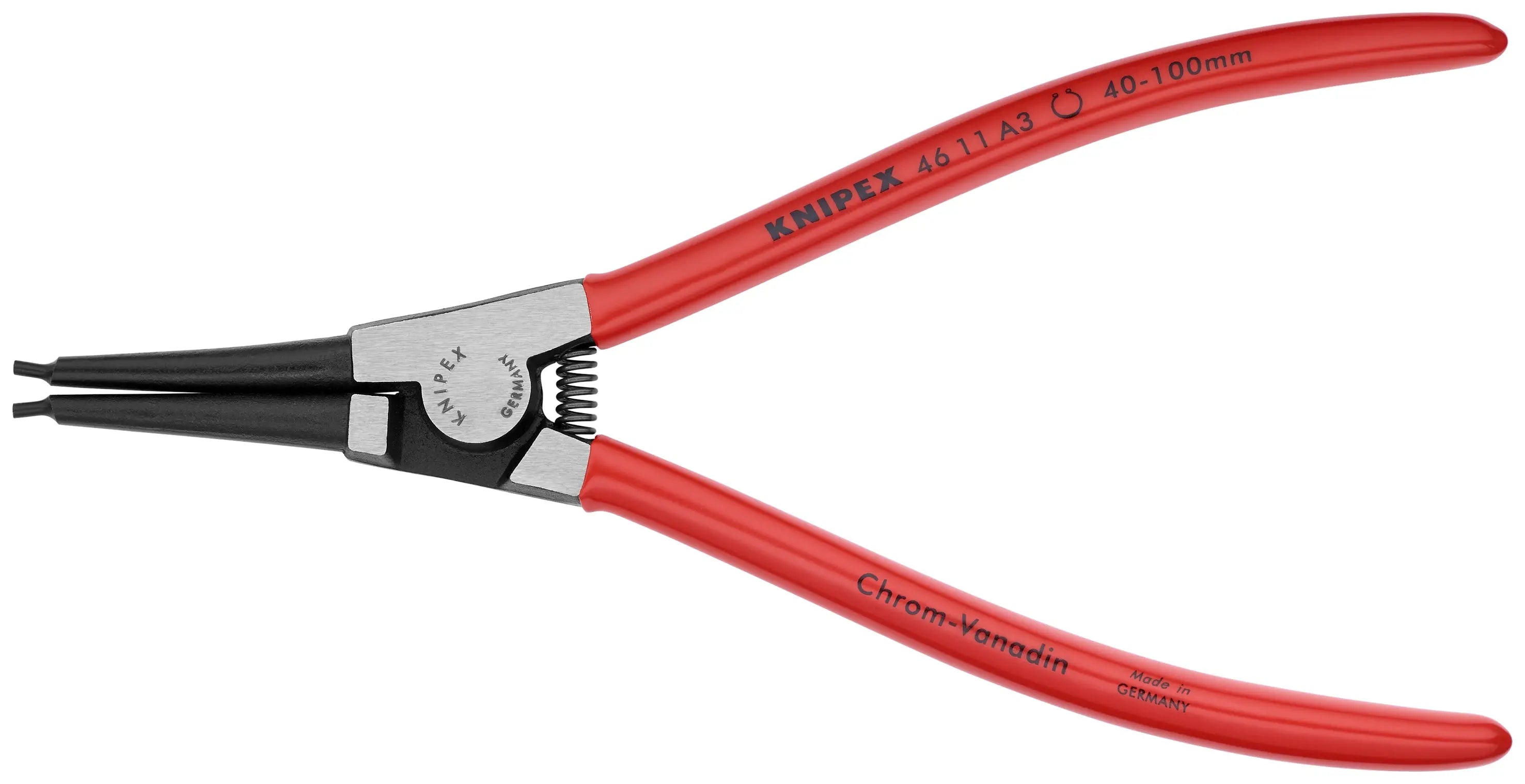 Knipex 46 11 A3 KN | Circlip Pliers, External, Straight, 1 37/64"-3 15/16" Shaft Dia. Knipex