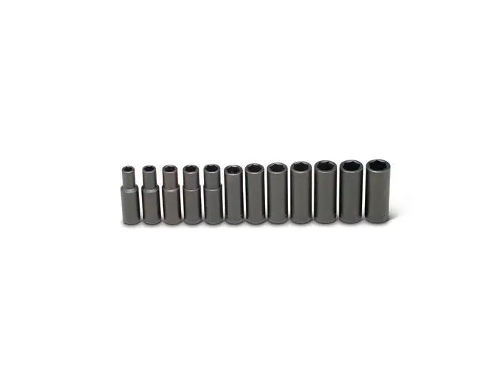Wright Tool 12 Piece 1/2 in Drive 6-Point Deep Metric Black Oxide Impact Socket Set, 10 - 21mm - WT 461 Socket Set Wright Tool