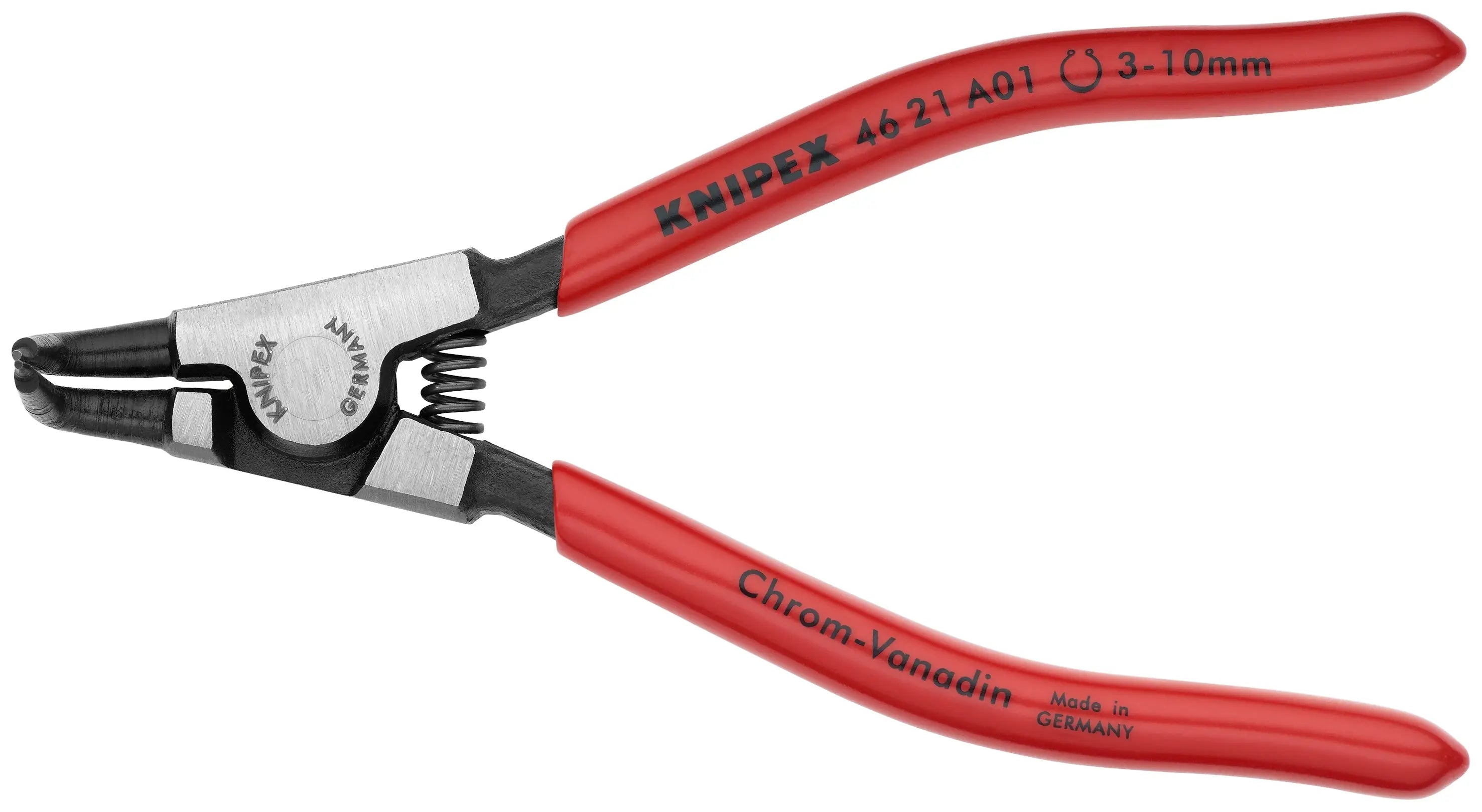 Knipex 46 21 A01 KN | Circlip Pliers, External, 90 degree Angled, Forged Tip, 1/8"-25/64" Shaft Dia. Knipex