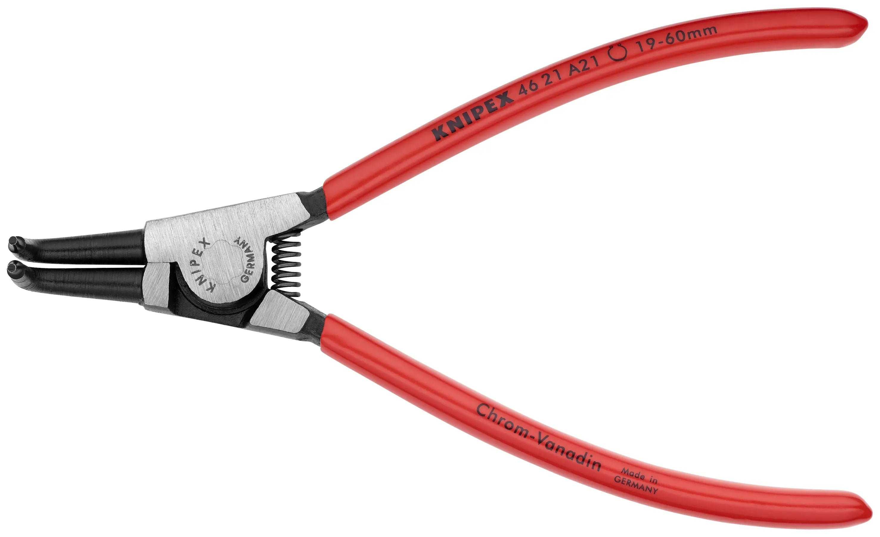 Knipex 46 21 A21 SBA KN | Circlip Pliers, External, 90 degree Angled, Forged Tip, 3/4"-2 23/64" Shaft Dia. Knipex