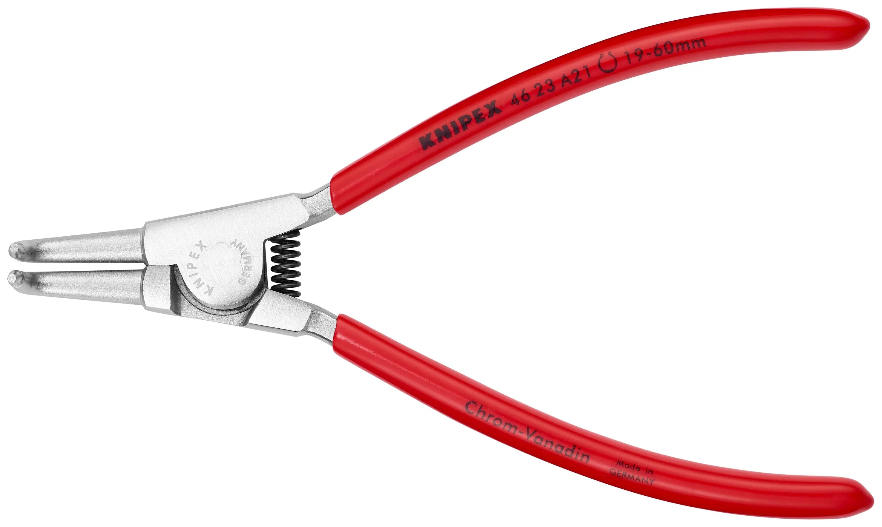 Knipex 46 23 A21 KN | Circlip Pliers, External, 90 degree Angled, Forged Tip, 3/4"-2 23/64" Shaft Dia., Chrome Knipex