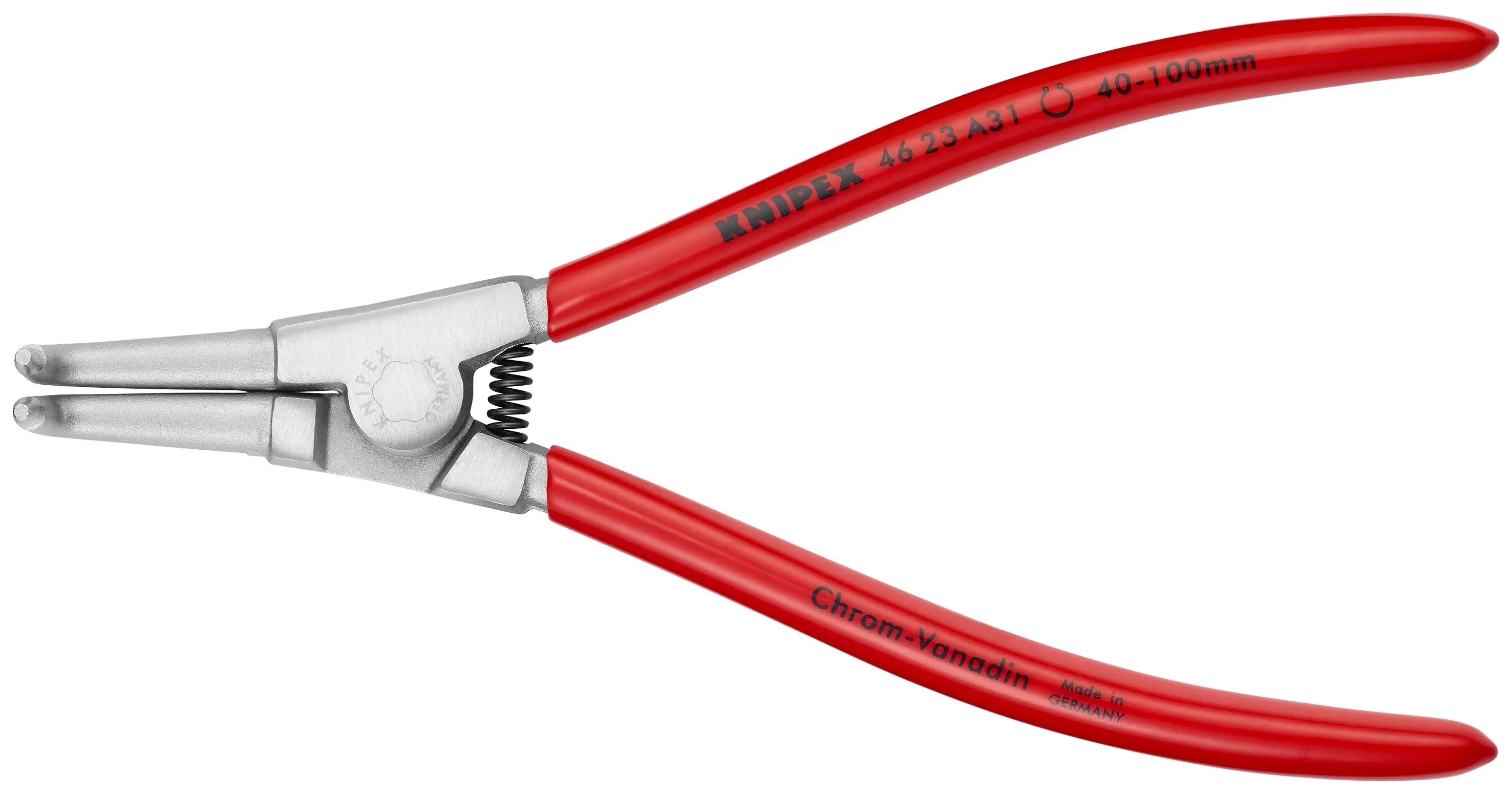 Knipex 46 23 A31 KN | Circlip Pliers, External, 90 degree Angled, Forged Tip, 1 37/64"-3 15/16" Shaft Dia., Chrome Knipex