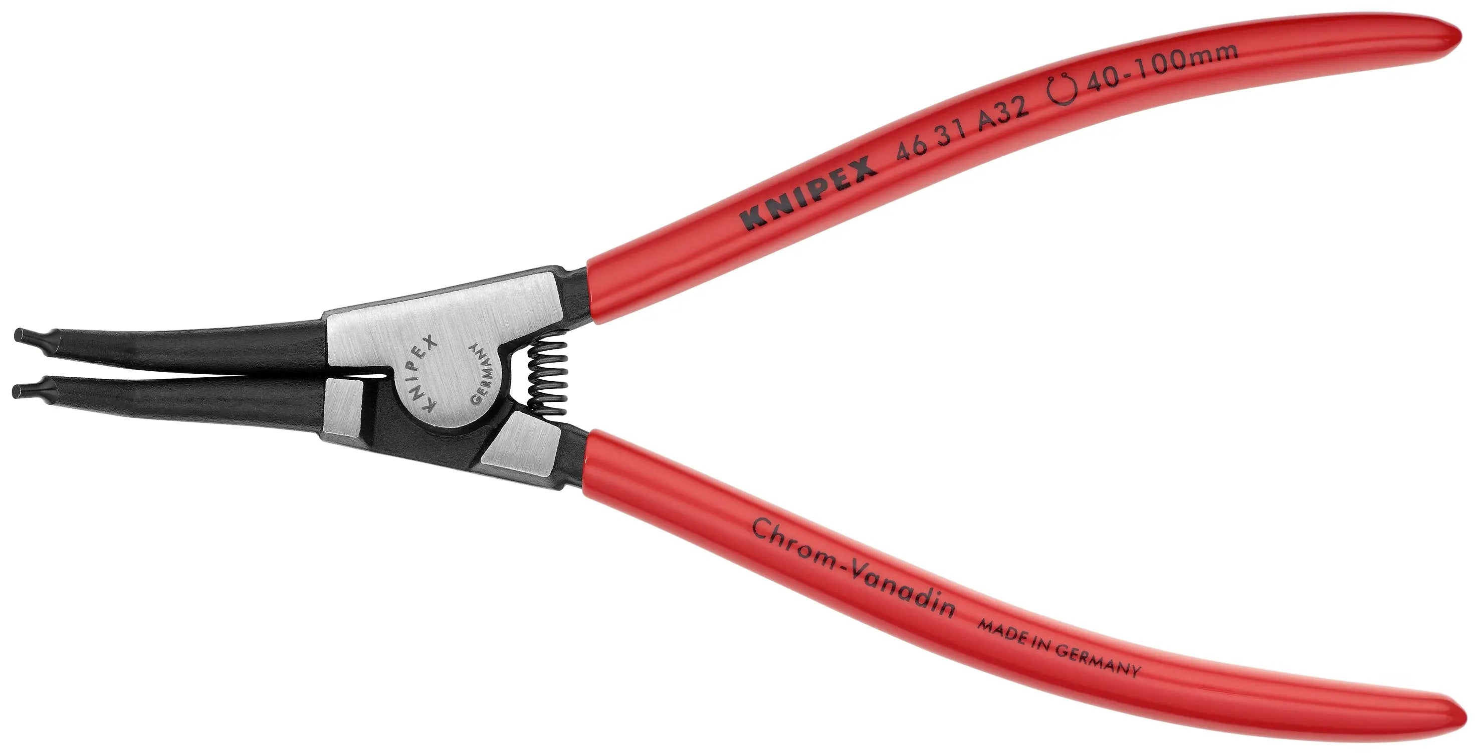 Knipex 46 31 A32 SBA KN | Circlip Pliers, External, 90 degree Angled, Forged Tip, 1 37/64"-3 15/16" Shaft Dia. Knipex