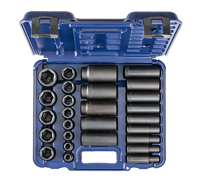 Wright Tool Set of 32 1/2 in Drive 6-Point Standard and Deep Metric Impact Socket with Blow Mold Case - WT 46667-MC