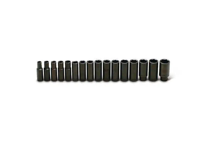 Wright Tool 16 Piece 1/2 in Drive 6-Point Deep Metric Black Oxide Impact Socket Set, 10 - 27mm - WT 467 Socket Set Wright Tool