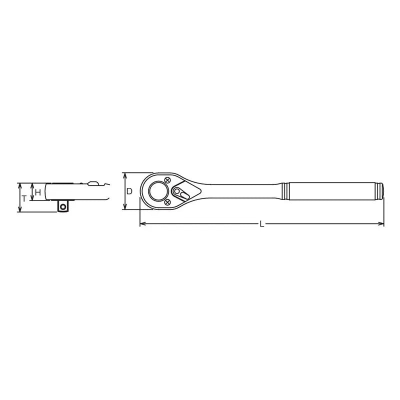 Ko-ken Tools 1/2 Sq. Dr. Ratchet Handle 24 teeth Length 250mm Push Button Polished Handle Ko-ken Tools
