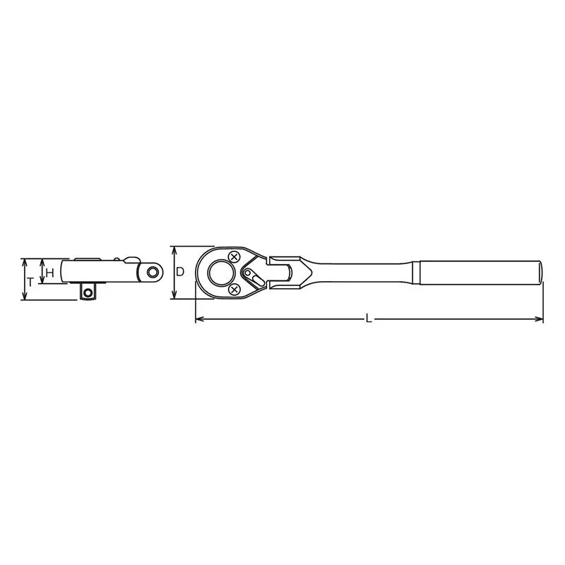 Ko-ken Tools 1/2 Sq. Dr. Ratchet Handle 24 teeth Flexible Head Length 330mm Push Button Metal Handle Ko-ken Tools