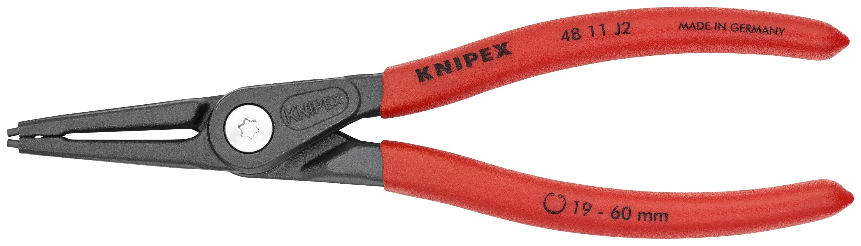Knipex 48 11 J2 KN | Precision Circlip Pliers, Internal, Straight, 3/4"-2 23/64" Bore Dia. Knipex